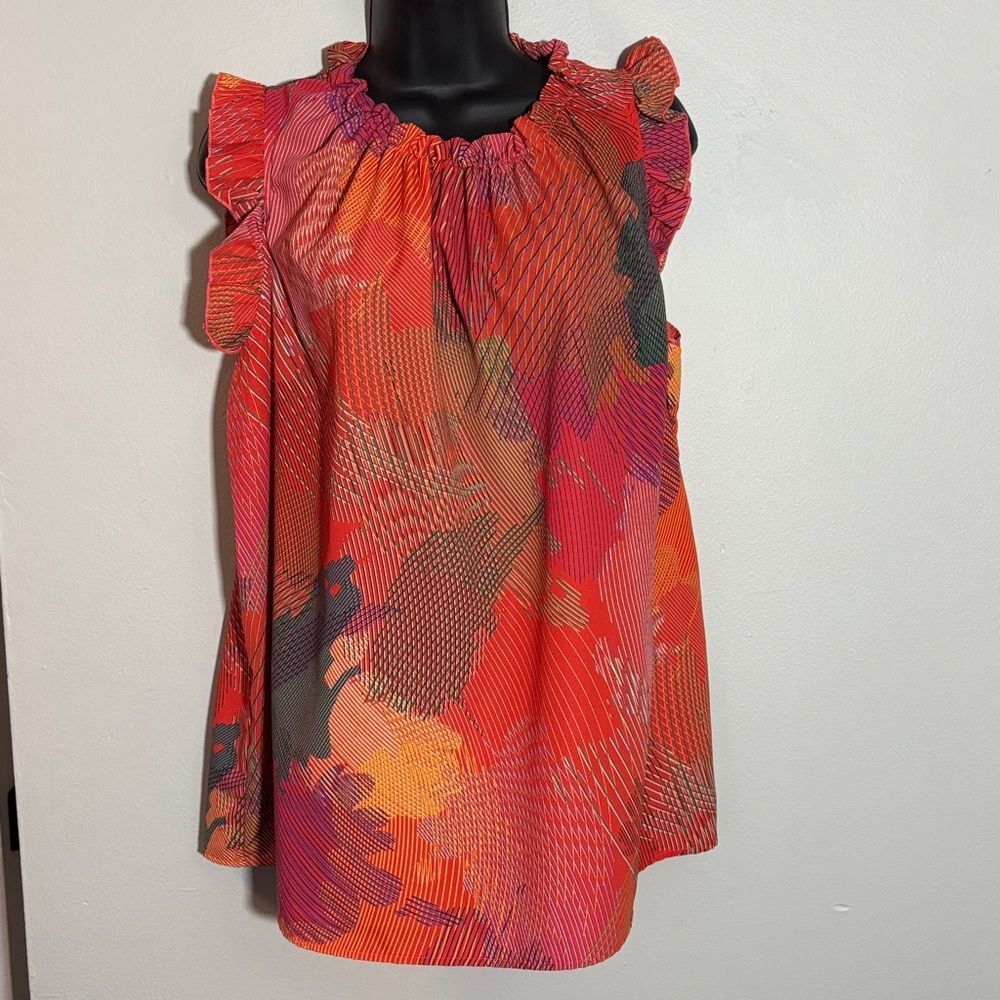 Women's Ruffled Sleeveless Top - Multicolor medium
